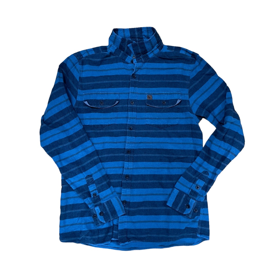 HippyTree Mens Flannel Shirt Long Sleeve Blue and Dark Gray Size Medium